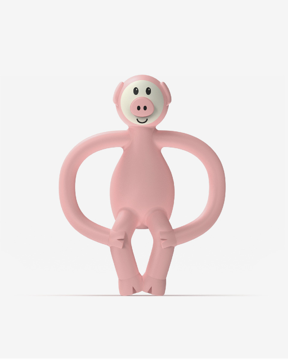 Matchstick Monkey Animal Teether - Pig Anti Microbial