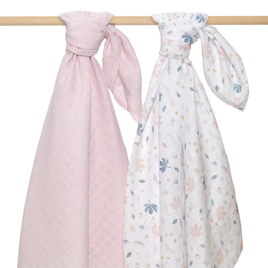 Muslin Wraps 2pk - Botanical/Blush